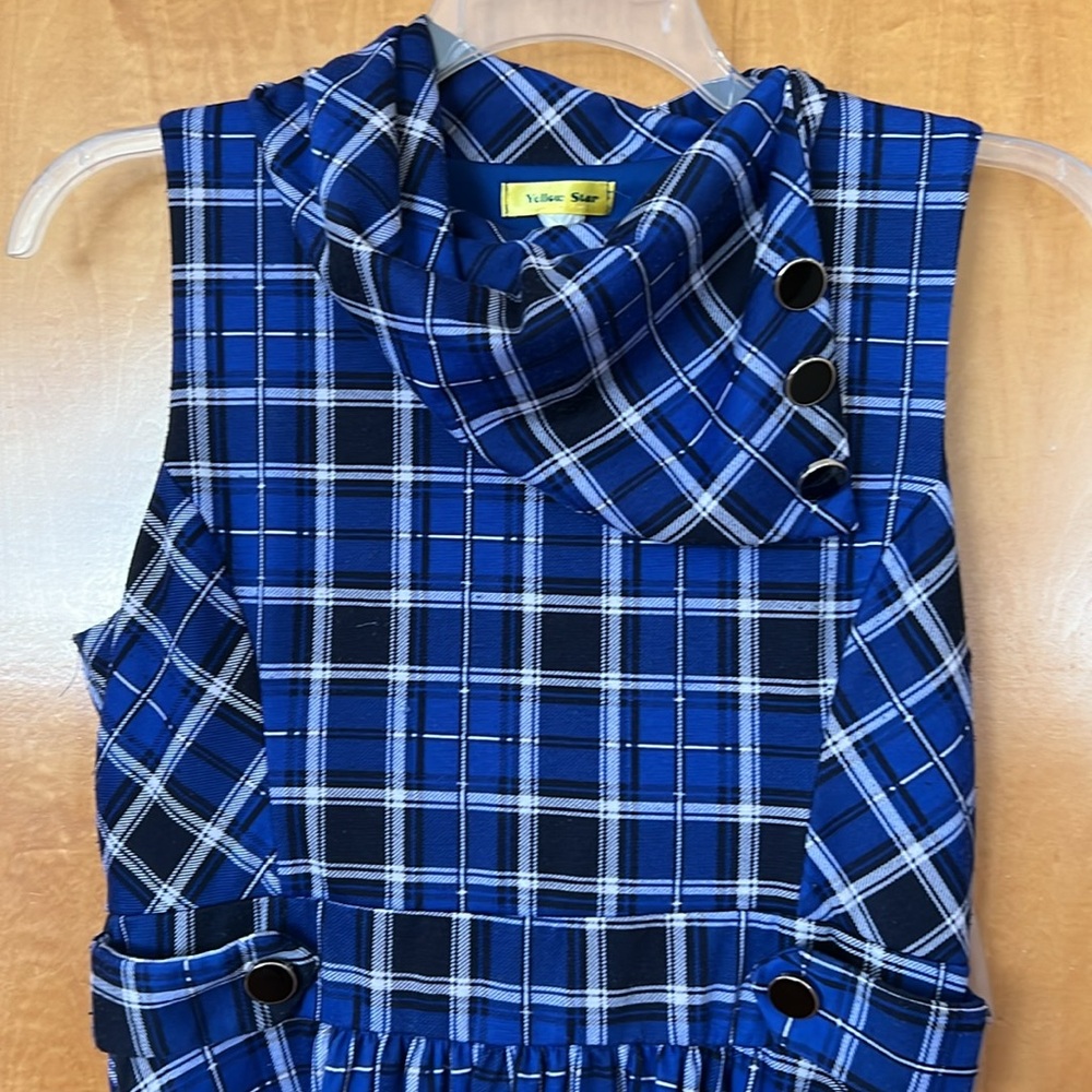 XL blue plaid retro dress. - Picture 2 of 4